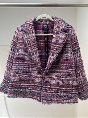 Halogen Pink Multi-Color Tweed Open-Front Blazer
